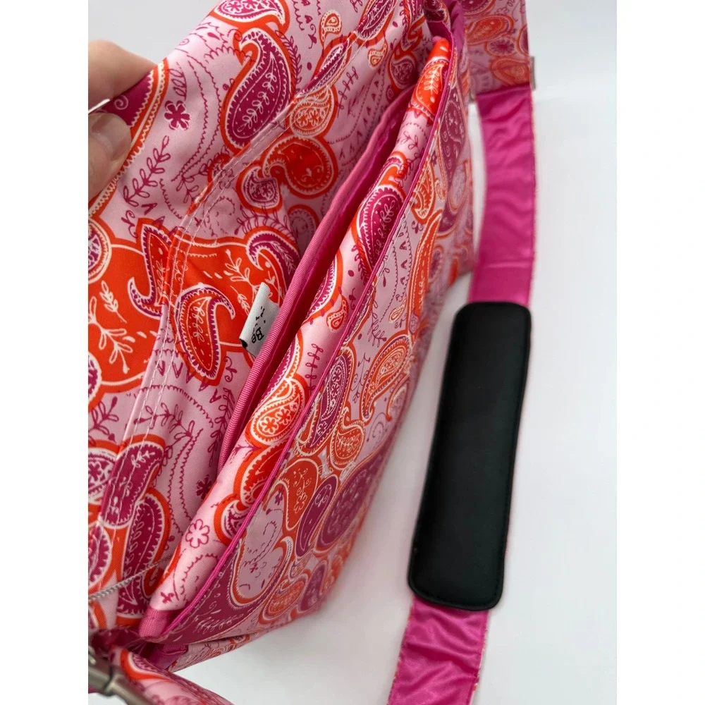 Ju-Ju-Be Be All‎ Pink Orange Paisley Messenger Diaper Bag with Changing Pad New